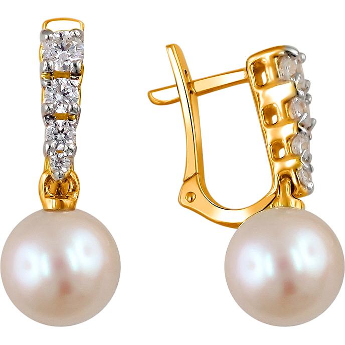 

Серьги женские из золота Эстет 01С3112013-1, жемчуг/фианит, 01С3112013-1