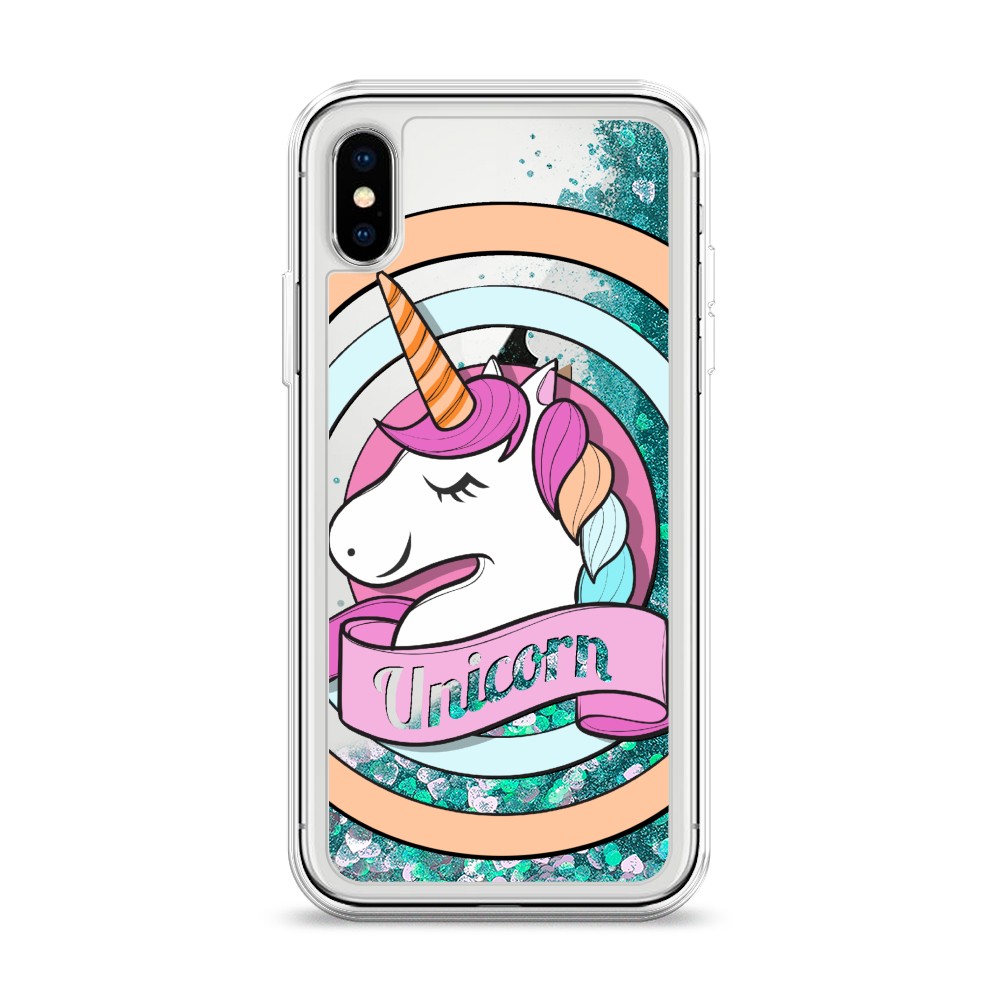 

Жидкий чехол с блестками "Unicorn зефирный" на Apple iPhone XS (10S), 11895-1