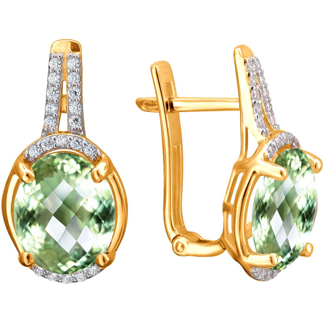 

Серьги женские из золота Эстет 01С3112172Р-7, празиолит/фианит, 01С3112172Р-7