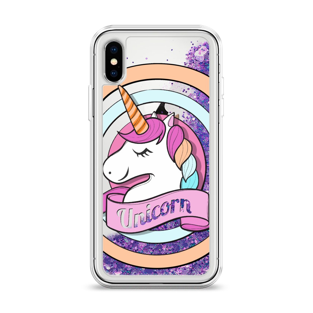 фото Жидкий чехол с блестками "unicorn зефирный" на apple iphone xs (10s) awog