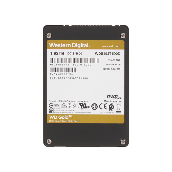 

SSD накопитель WD Gold 2.5" 1,92 ТБ (WDS192T1D0D), Gold
