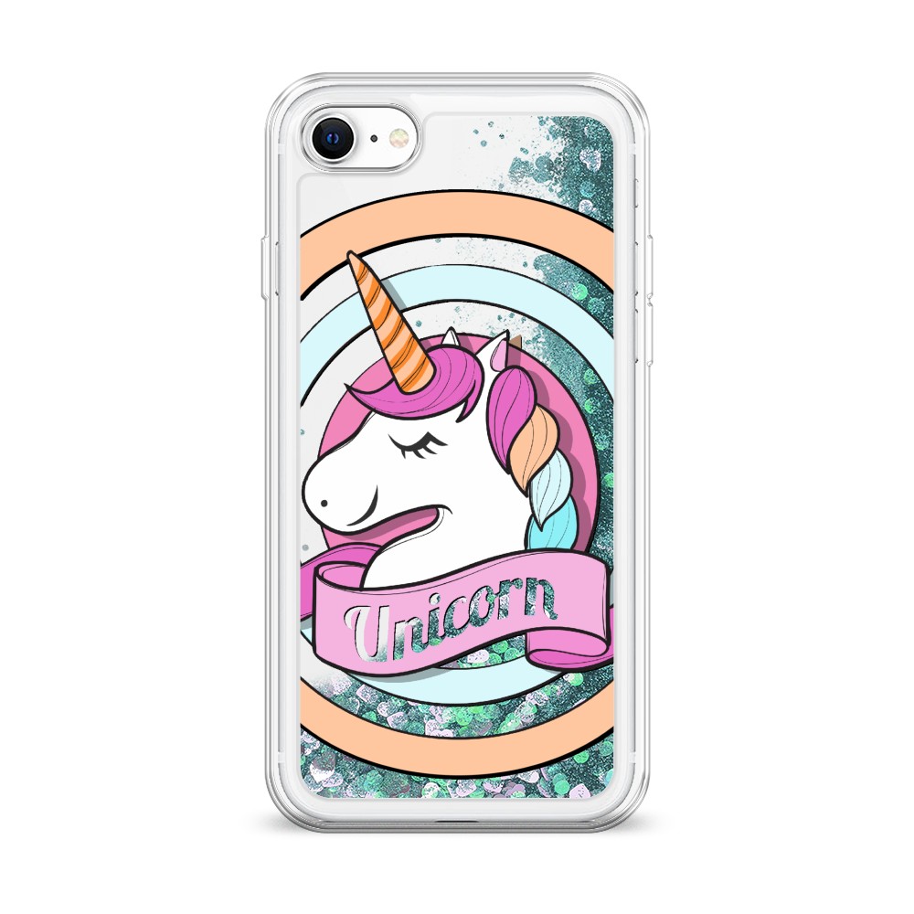 

Жидкий чехол с блестками "Unicorn зефирный" на Apple iPhone SE 2020, 12495-1