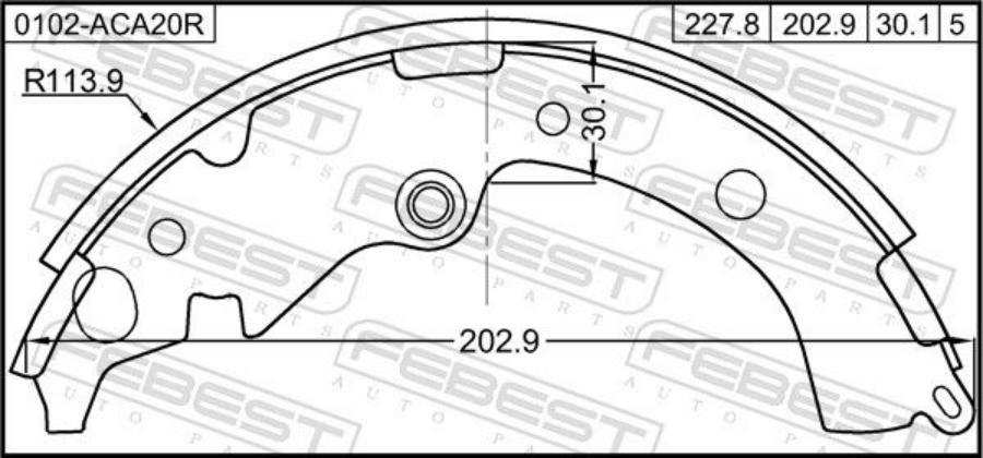

Колодки барабанные TOYOTA CAMRY 30 2001-2006 0102-ACA20R FEBEST, 0102ACA20R