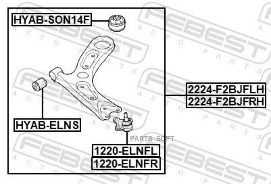 

Febest 1220-Elnfl_Опора Шаровая Передняя Нижняя Левая, 1220ELNFL