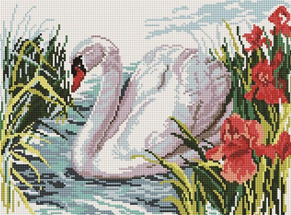 

Алмазная вышивка Painting Diamond «Белый лебедь на пруду»