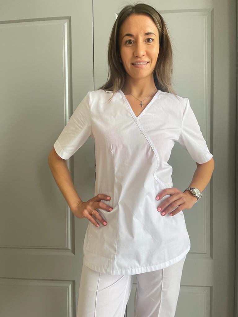 Блуза медицинская женская Медицинский Мир Жанэт-Т белая 54 RU