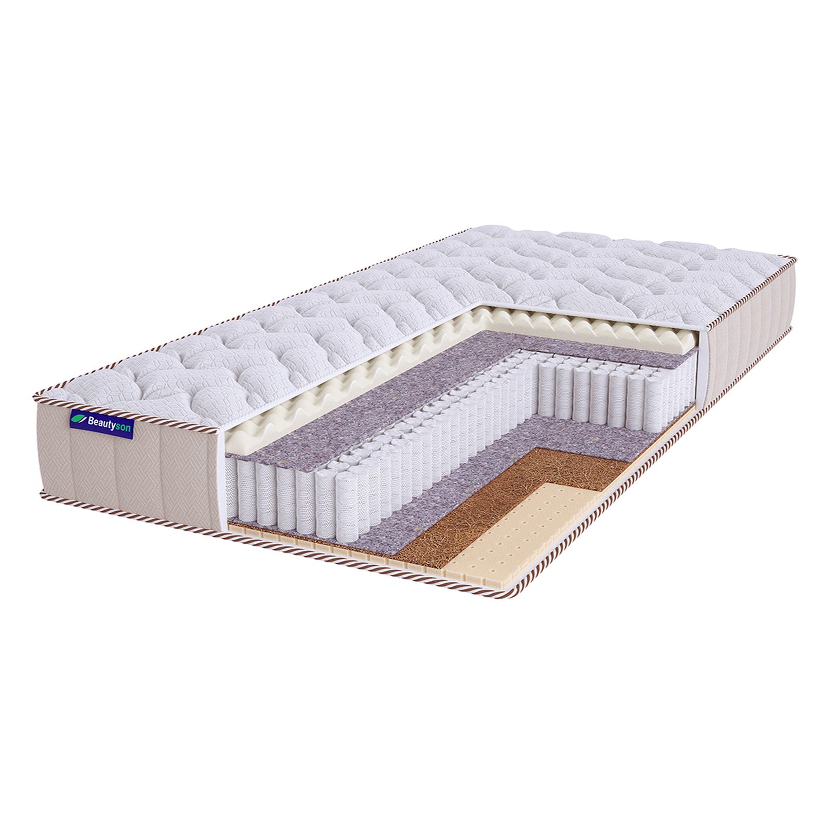 

Матрас Beautyson Roll Spring Massage Mix Mini S1200 Lux, 155х125, 21 см, пружинный, Белый, Roll Spring Massage Mix Mini S1200 Lux