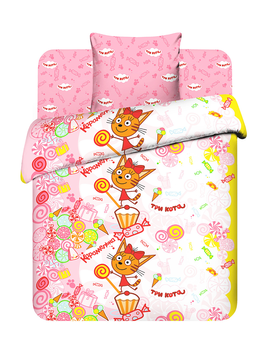Детское постельное белье Василек Три кота из бязи, нав. 70х70 СТС 7604 комплект из бязи 2 спальный страйп