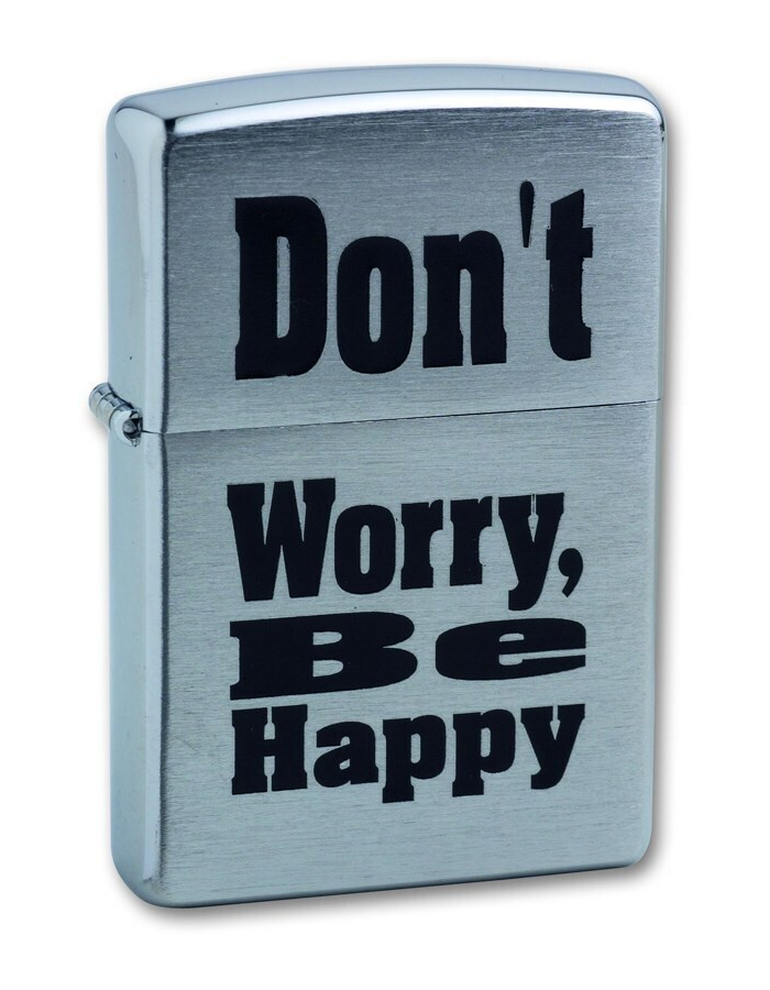 

Зажигалка ZIPPO Don`t Worry, с покрытием Brushed Chrome, латунь/сталь, серебристая, Серебристый, Don`t Worry