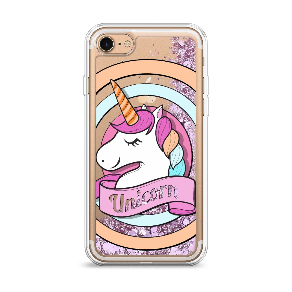 

Жидкий чехол с блестками "Unicorn зефирный" на Apple iPhone 8, 10894-1
