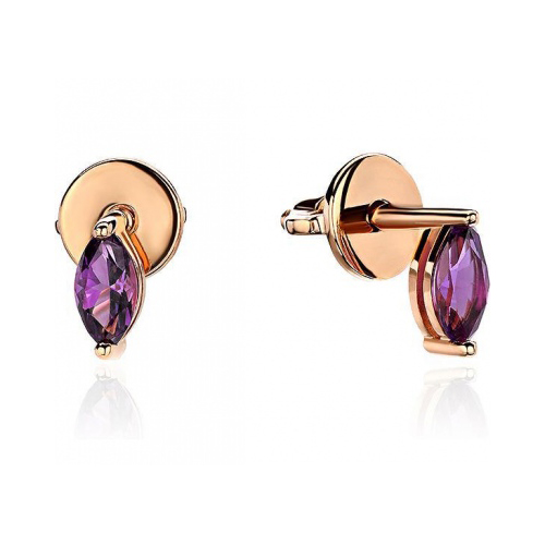 

Серьги из красного золота с аметистом Эстет 01С3113961-1, 01С3113961-1