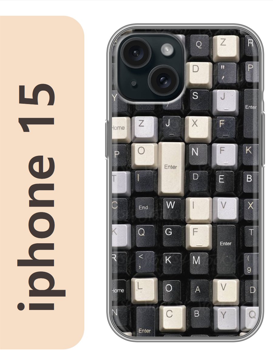 

Чехол на Apple Iphone 15 клавиатура 347, Прозрачный, Iph15rzne
