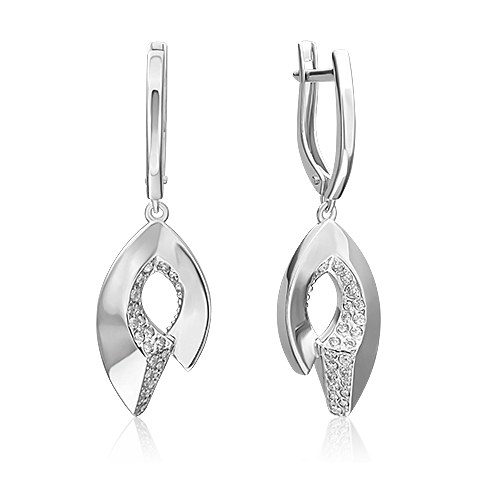 

Серьги из серебра PLATINA jewelry 02-5076, фианит, 02-5076