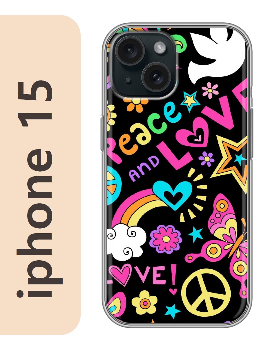 

Чехол на Apple Iphone 15 хиппи фон 316, Прозрачный, Iph15rzne