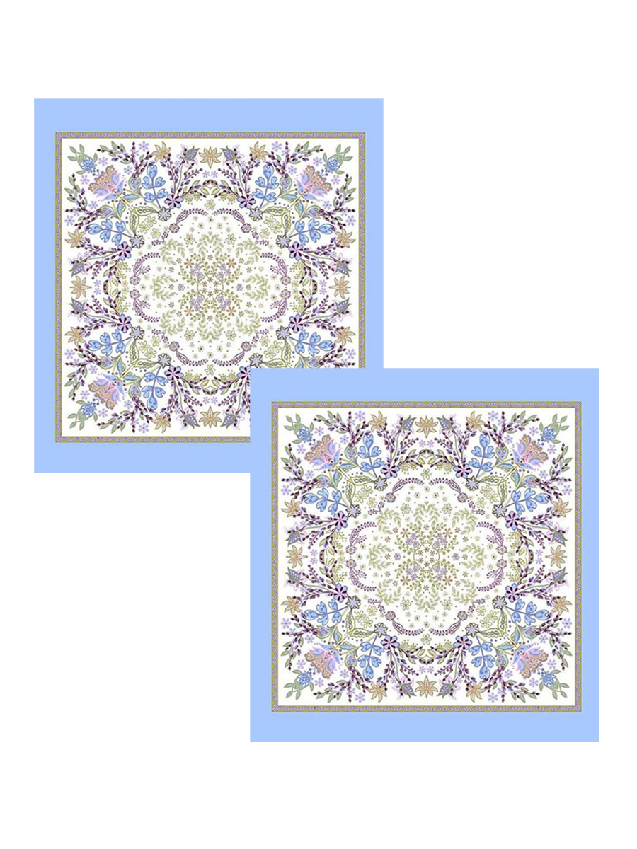 Комплект платков женский Ромашка+ PL005 белый/голубой, 73х73 см