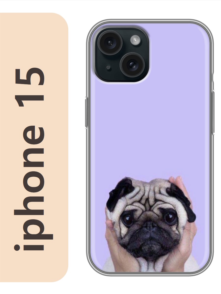 

Чехол на Apple Iphone 15 мопс 310, Прозрачный, Iph15zhiv