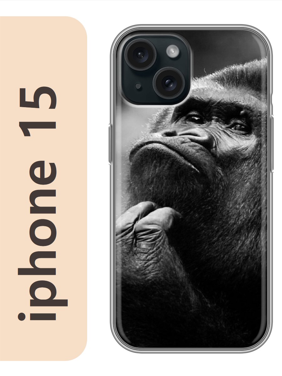 

Чехол на Apple Iphone 15 горилла обезьяна 305, Прозрачный, Iph15zhiv