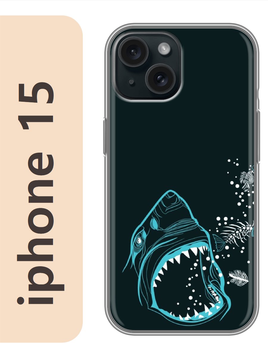 

Чехол на Apple Iphone 15 акула 298, Прозрачный, Iph15zhiv