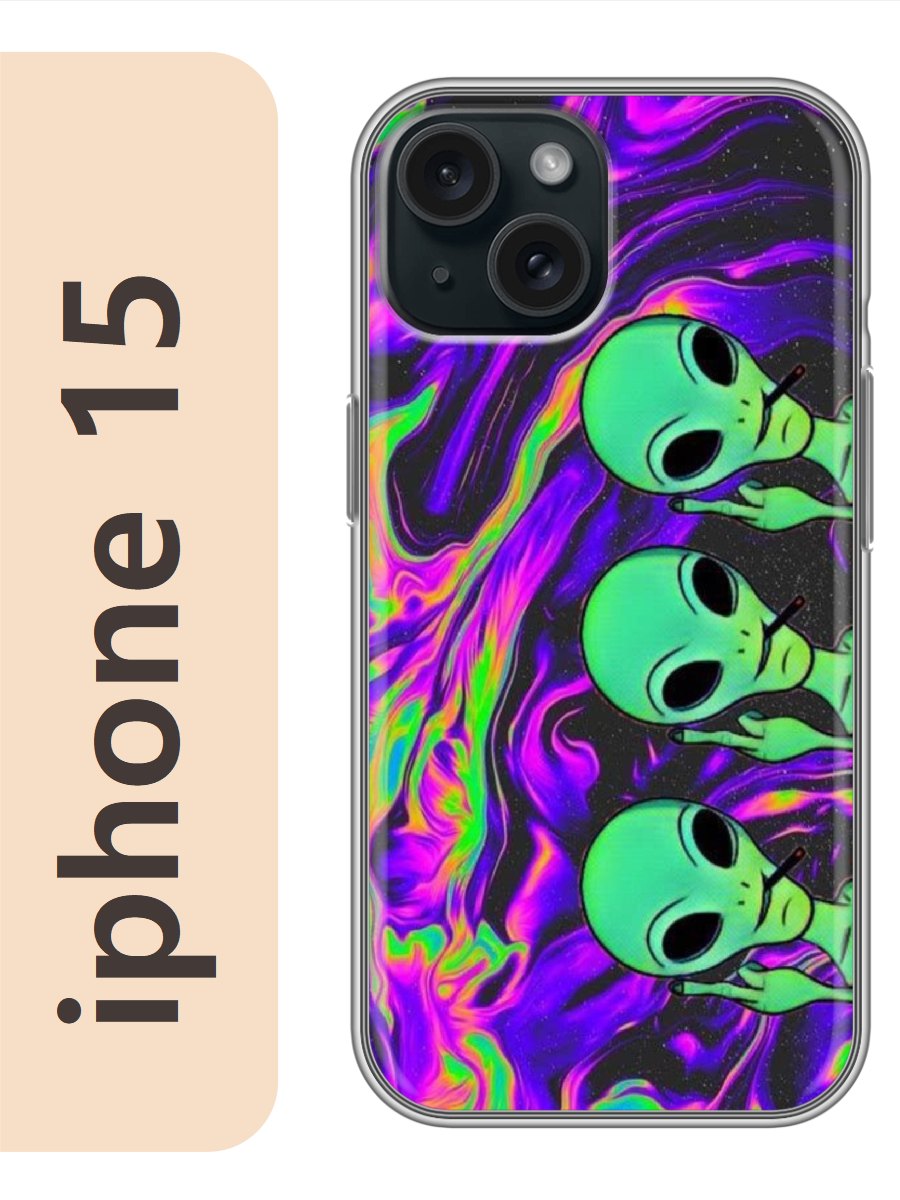 

Чехол на Apple Iphone 15 инопланетяне 239, Прозрачный, Iph15rzne