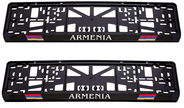 

Рамки номерного знака RTM ARMENIA, пластиковые, 2 рамки, 4 хромированных самореза