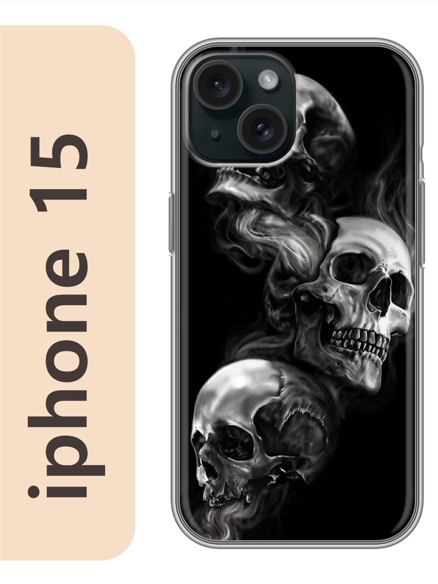 

Чехол на Apple Iphone 15 черепа 182, Прозрачный, Iph15bone