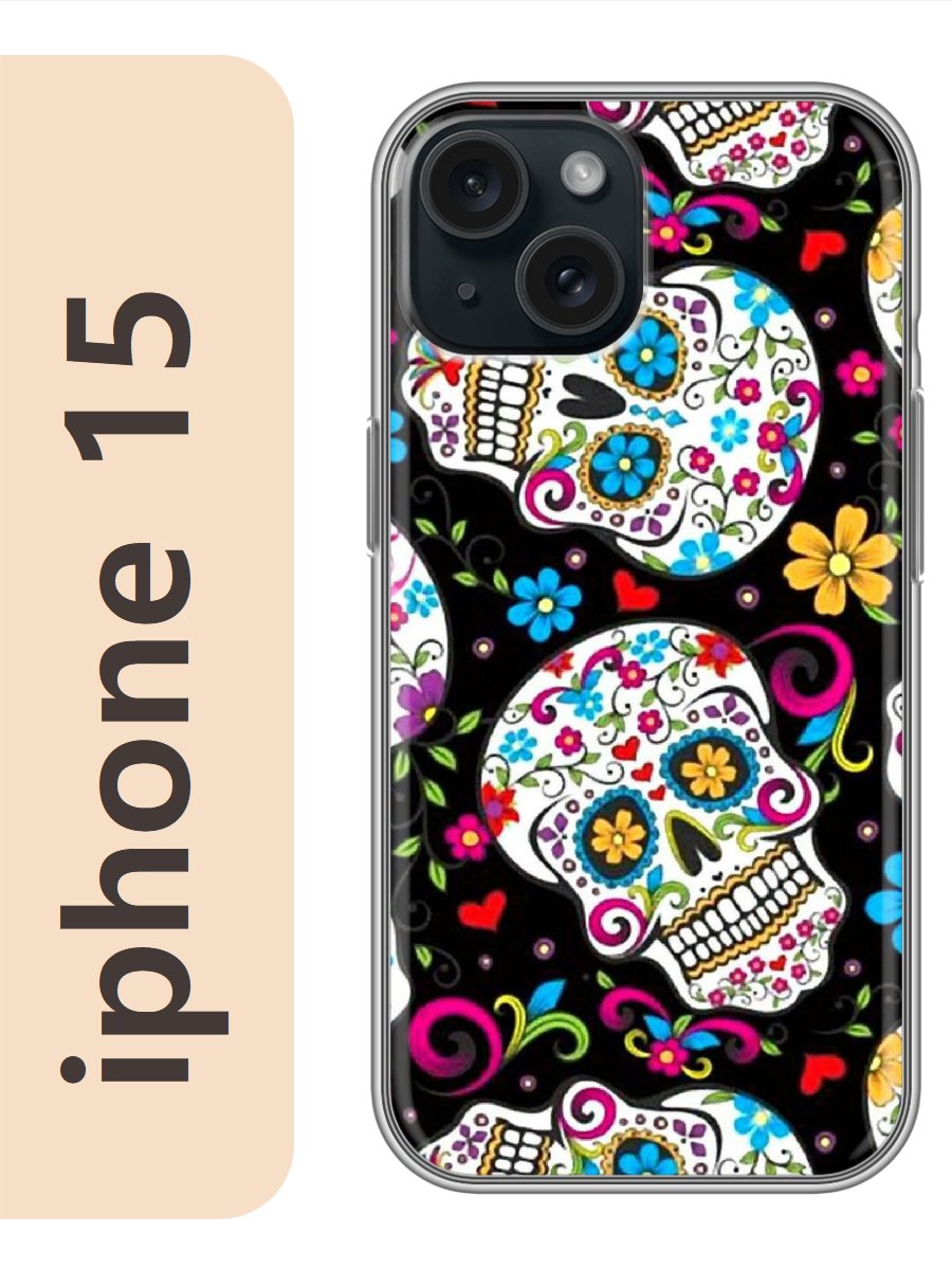 

Чехол на Apple Iphone 15 черепа 178, Прозрачный, Iph15fone