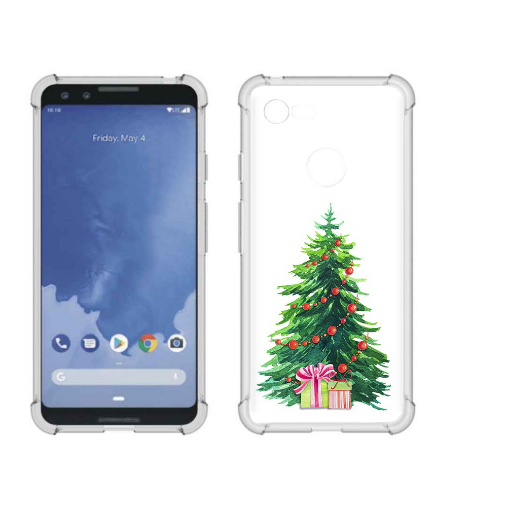 

Чехол MyPads Tocco для Google Pixel 3 Елка новогодняя с подарками акварель, Прозрачный, Tocco