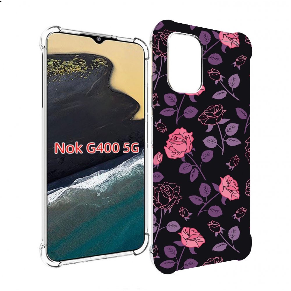 

Чехол MyPads маленькие розочки на черном фоне женский для Nokia G400 5G, Прозрачный, Tocco