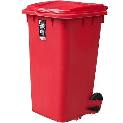фото Бак мусорный прямоугольный bora 240л м на колесах пластик красный пл-bo994r