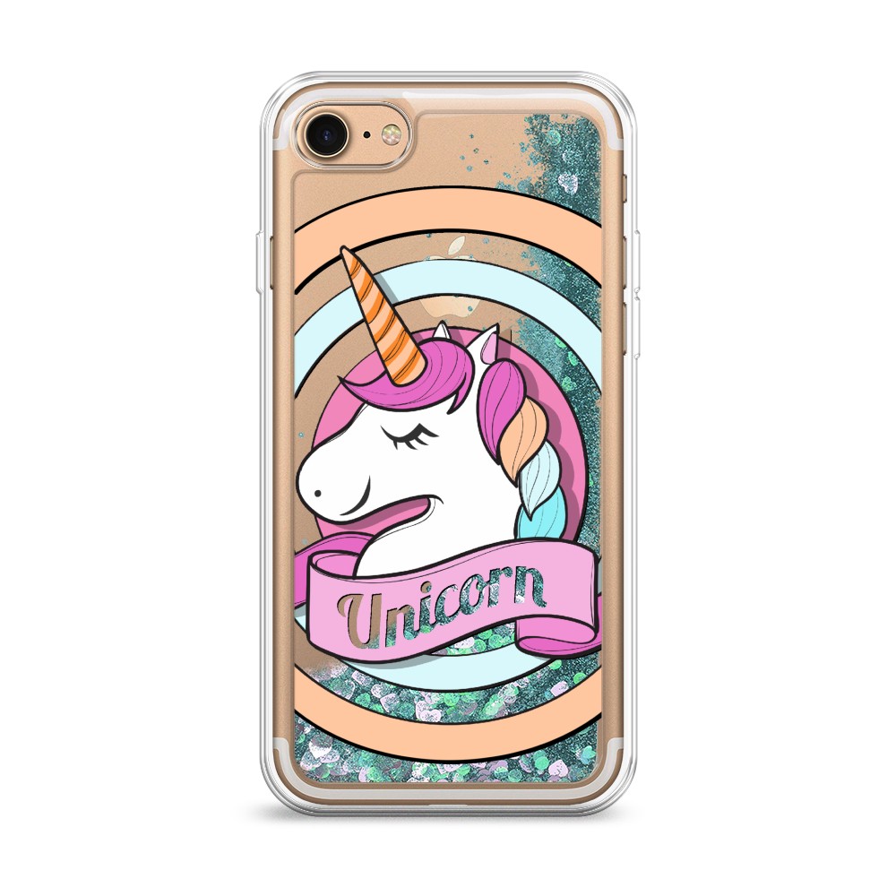 

Жидкий чехол с блестками "Unicorn зефирный" на Apple iPhone 7, 10695-1