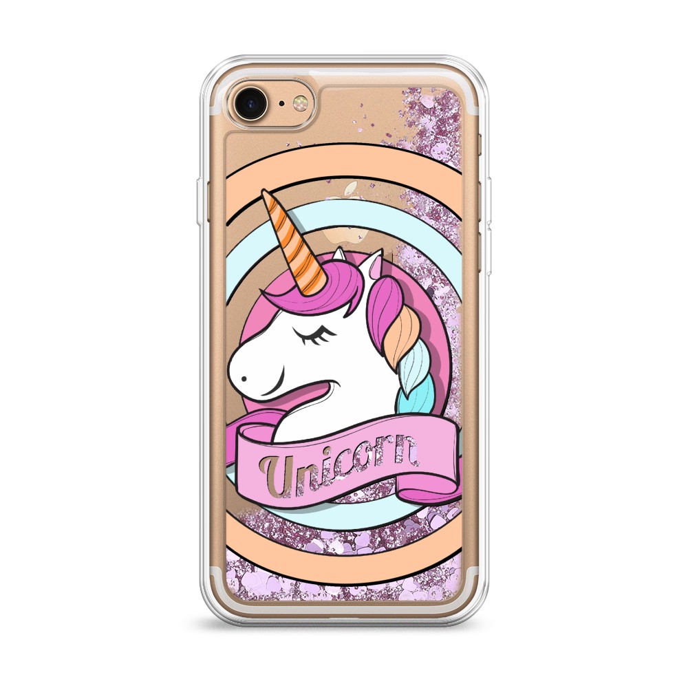 

Жидкий чехол с блестками "Unicorn зефирный" на Apple iPhone 7, 10694-1