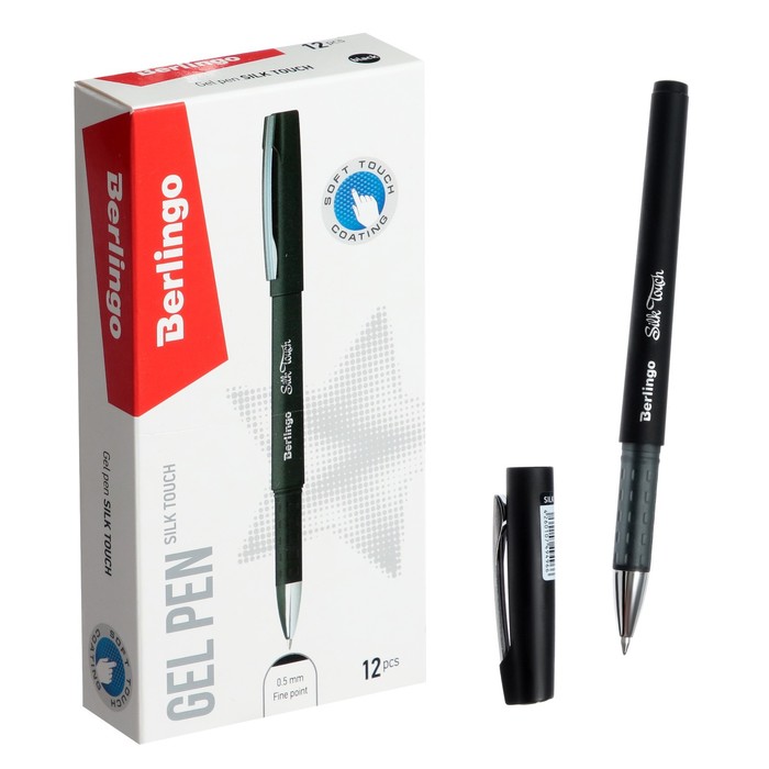 

Ручка гелевая Berlingo "Silk touch", 0.5 мм, черная, грип (12 шт.)