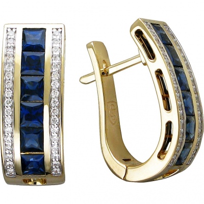 

Серьги из желтого золота с бриллиантом/сапфиром Эстет 01С6311874-3, 01С6311874-3