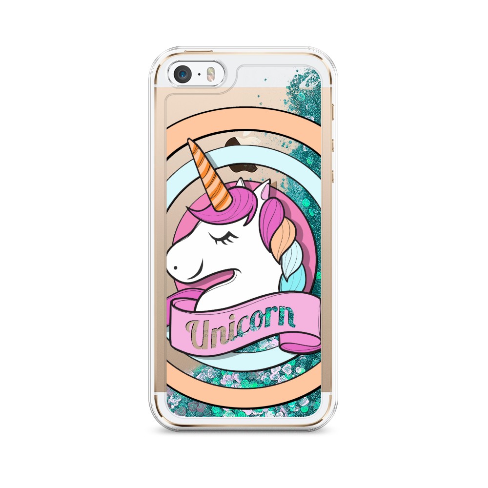

Жидкий чехол с блестками "Unicorn зефирный" на Apple iPhone 5, 10395-1
