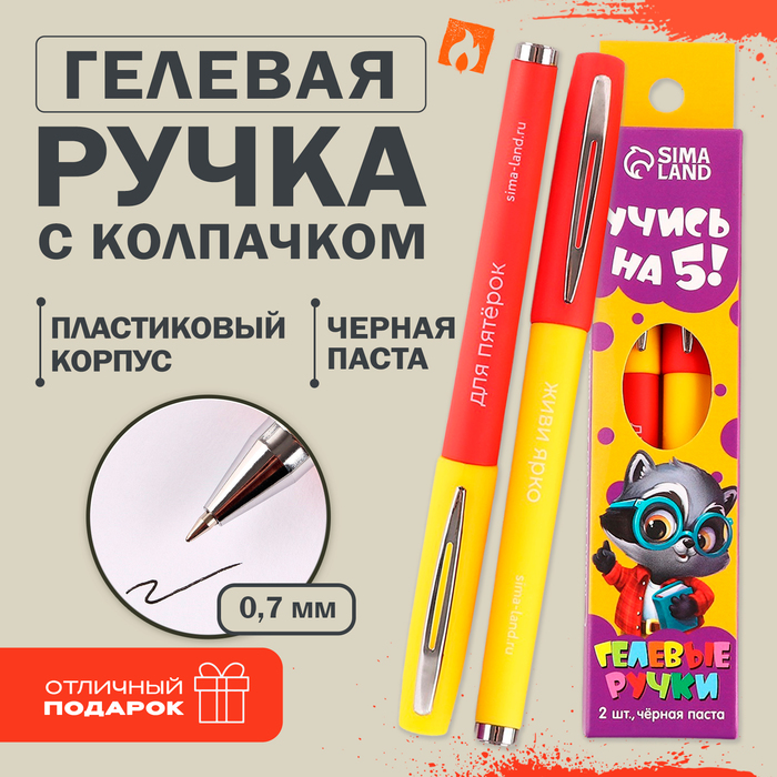 

Ручка гелевая «Учись на 5!» 2 шт, черная паста