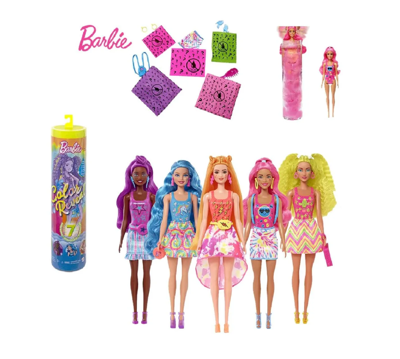 Кукла Barbie Color Reveal неоновая серия Tie-Dye меняющая цвет HCC67 (HDN72) Сюрприз кукла barbie pop reveal fruit series 15 сюрпризов hrk57