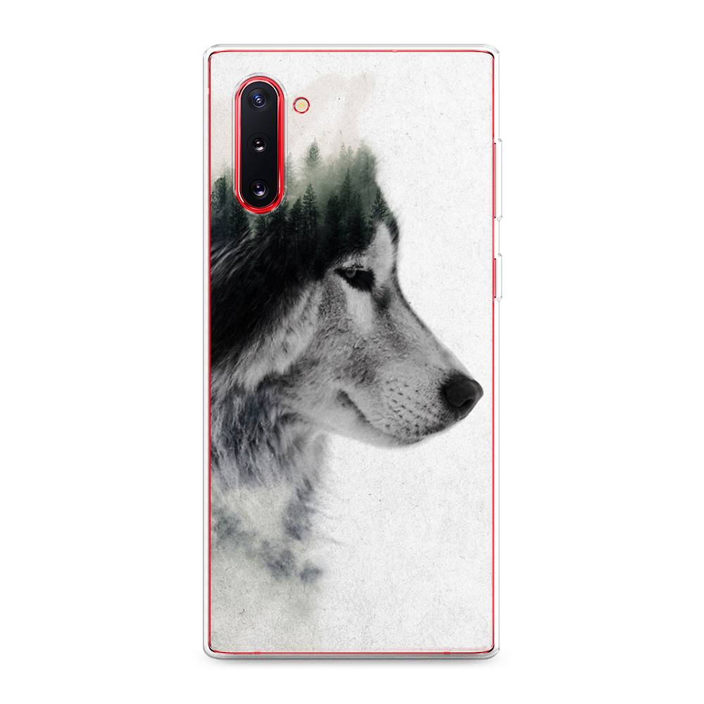 

Чехол на Samsung Galaxy Note 10 "Волк лес", Серый;белый, 28650-1