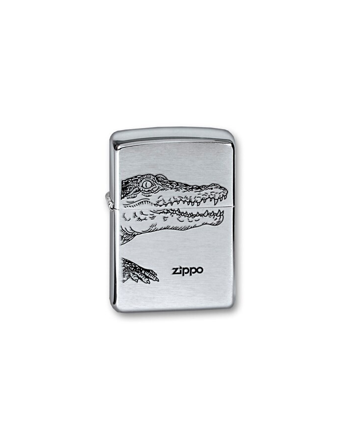 

Зажигалка ZIPPO Alligator, с покрытием Brushed Chrome, латуньсталь, серебристая, Серебристый, Alligator