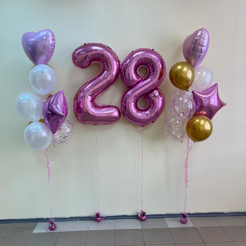 

Набор шаров с гелием 548 с цифрами 28, Разноцветный, 548