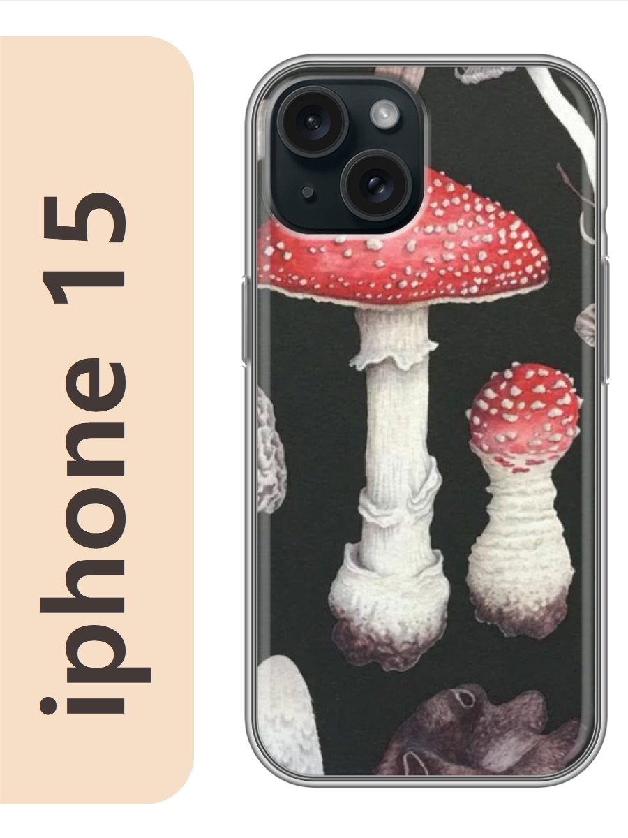 

Чехол на Apple Iphone 15 грибы 154, Прозрачный, Iph15fone