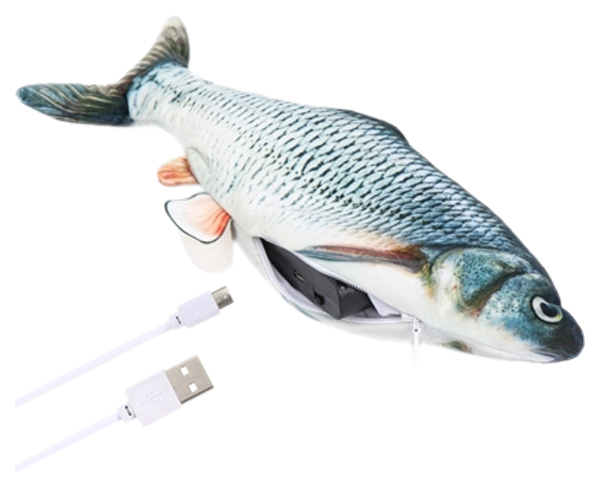 Игрушка PerseiLine интерактивная рыбка с аккумулятором Плотва для кошек 28 х11 см,