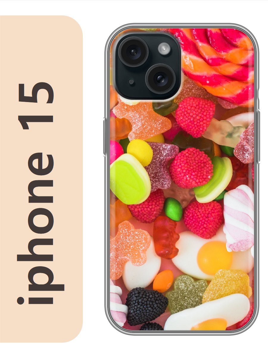 

Чехол на Apple Iphone 15 вкусняшки сладости 108, Прозрачный, Iph15swts