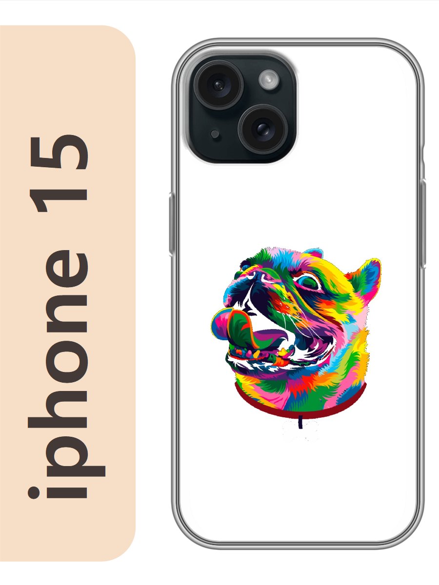 

Чехол на Apple Iphone 15 мопс 056, Прозрачный, Iph15zhiv