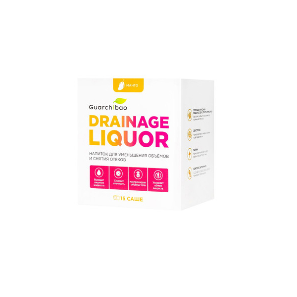 Купить Drainage Liquor Манго, Дренажный напиток для снятия отеков Guarchibao манго саше 15 шт., Россия