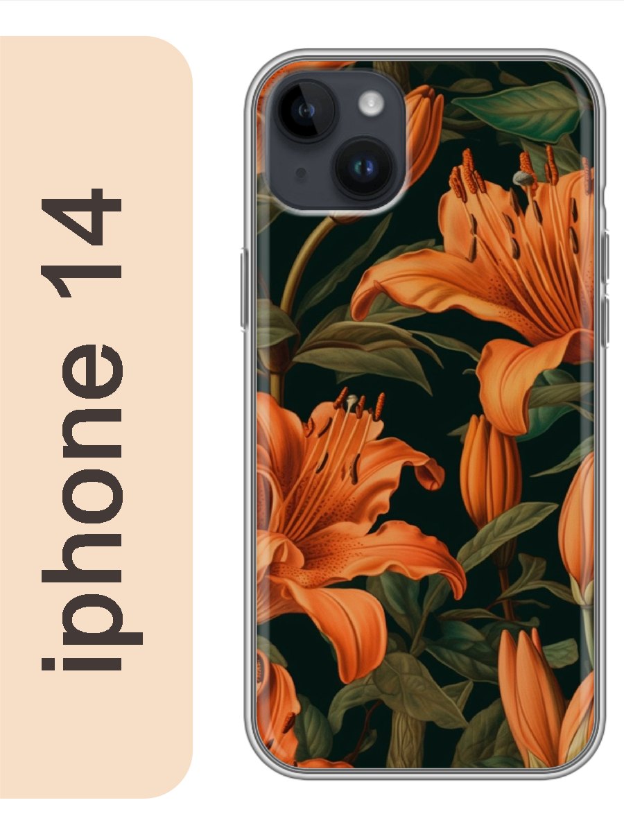 

Чехол на Apple Iphone 14 Лилии 955, Прозрачный, Iph14flws