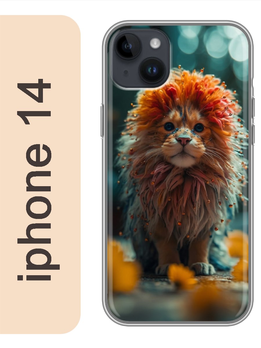 

Чехол на Apple Iphone 14 лев 933, Прозрачный, Iph14cats