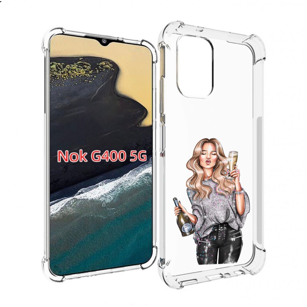 

Чехол MyPads красивая-любительница-шампанского женский для Nokia G400 5G, Прозрачный, Tocco