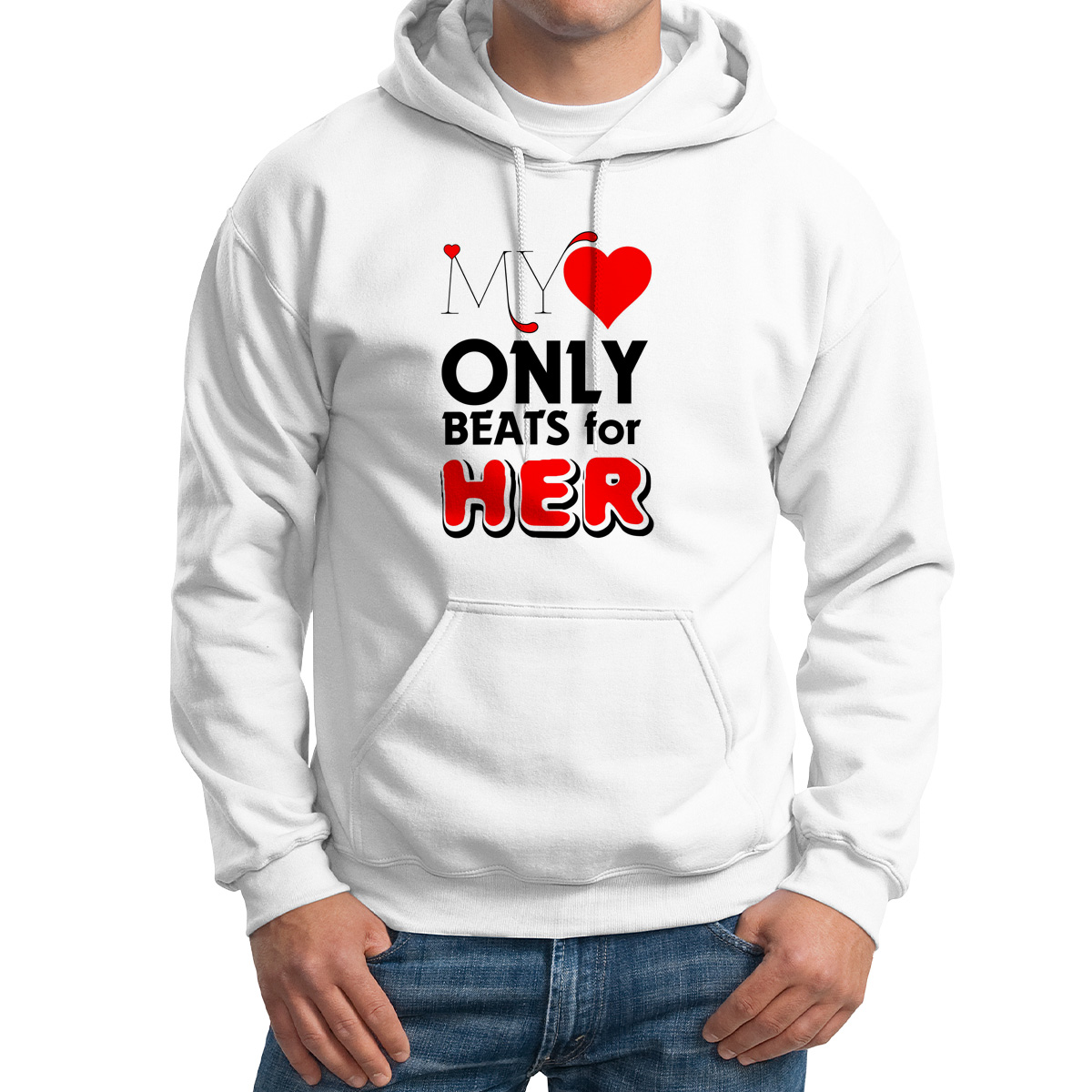 

Худи унисекс CoolPodarok MY ONLY HER белое 44 RU, Белый, 4M043501
