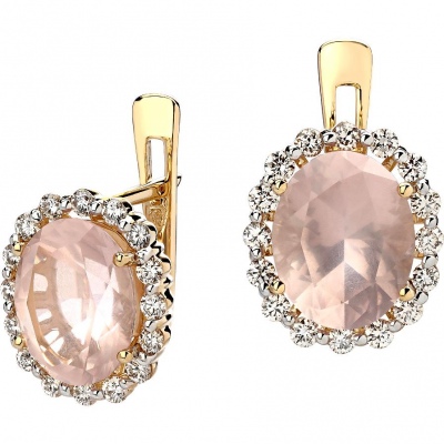 

Серьги из желтого золота с бриллиантом/кварцем Эстет 01С637161-11, 01С637161-11
