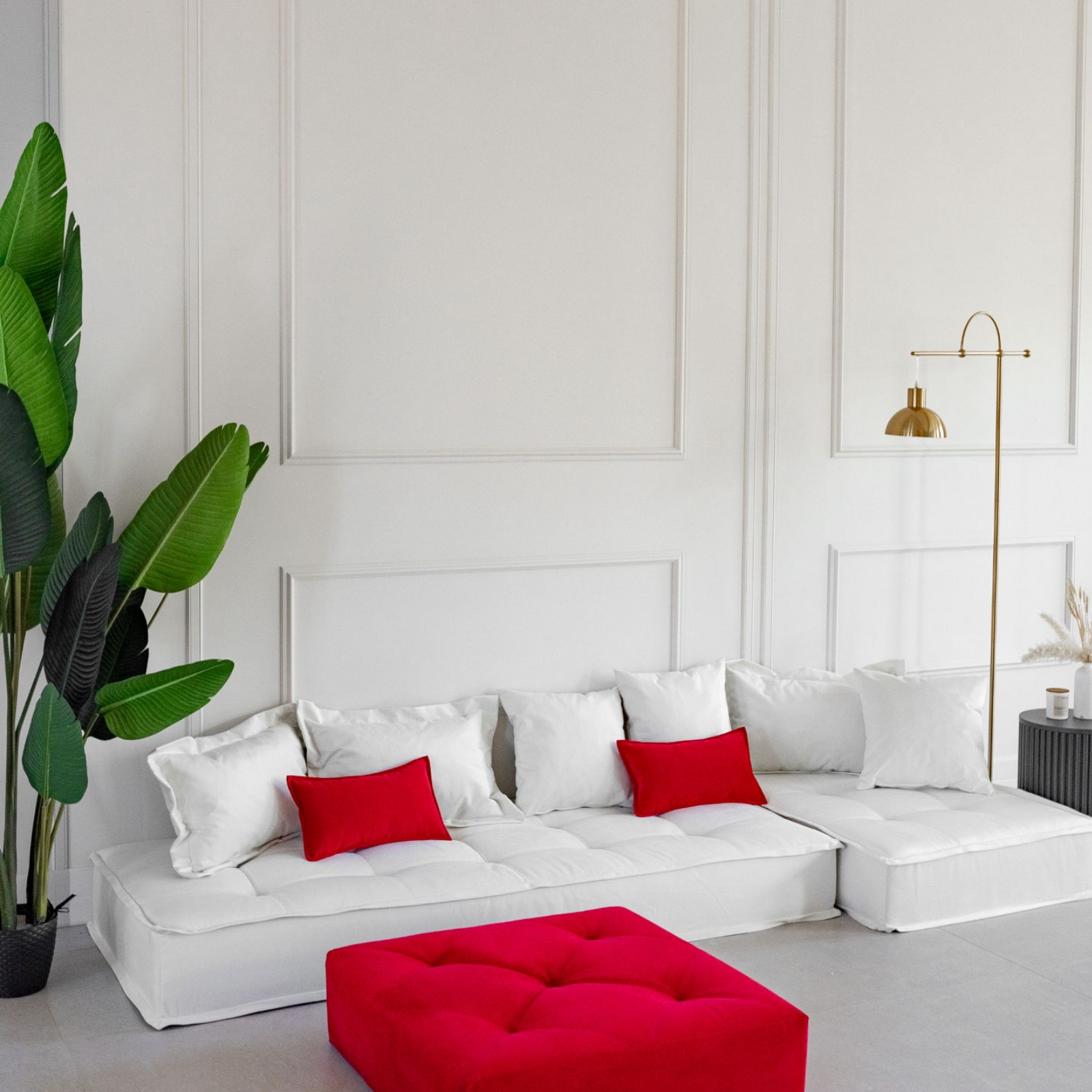 Модульный диван Miella Lora Short 200х80х180х23 см белый велюр 35000₽